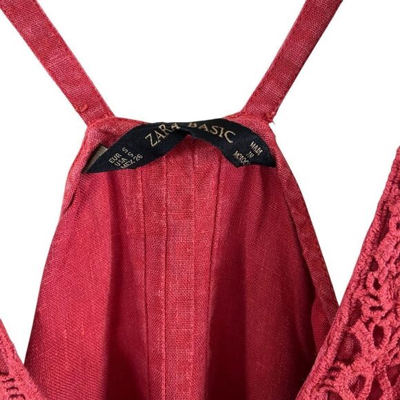 Zara Crochet Linen Maxi Dress Burnt Orange - Picture 4 of 6